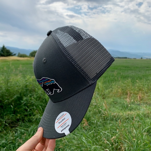 NWT Patagonia Bear Trucker Hat - Dark Grey - Picture 2 of 4